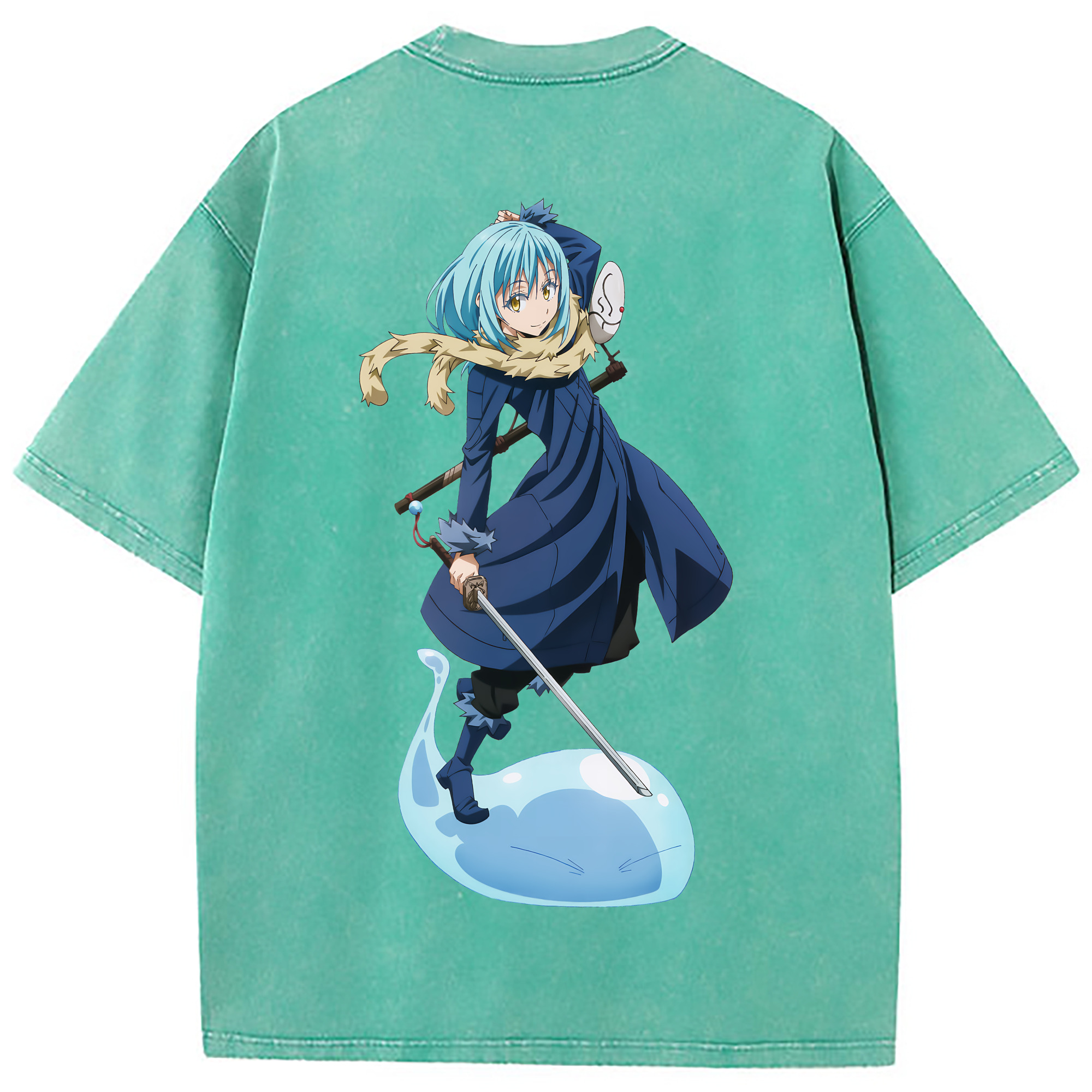 （画像用） 転スラ Regarding Reincarnated to Slime 綿100% ヴィンテージ風 半袖Tシャツ（背面プリント）